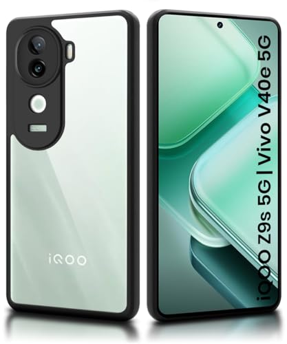 Image of WOW IMAGINE Shockproof Hybrid Back Cover for iQOO Z9s 5G | Vivo V40e 5G | Hard Slim fit Back Case | PC & TPU | Clear Transparent Case - Black