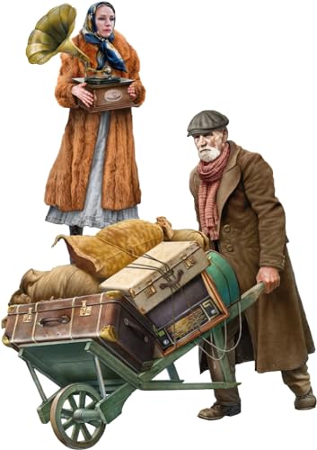 Miniart 38089 Figuras Escala 1:35 Comerciantes viajeros con Equipaje (2) - reproducción Fiel, modelismo, Kit plástico, Manualidades, Hobby, Pegar, maquetas, ensamblar, sin Pintar