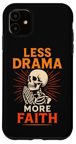 Less Drama More Faith �_�[�N �N���X�`���� �S�V�b�N �X�P���g�� �F�� �X�}�z�P�[�X iPhone 11 �p