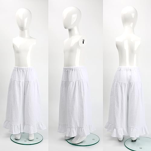 Image of HOOLCHEAN Baby and Little Girls Soft Cotton Gauze Wide Leg Ruffled Pants