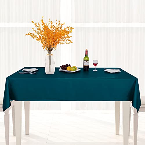 Image of sancua 100% Waterproof Rectangle PVC Tablecloth - 54 x 78 Inch - Oil Proof Spill Proof Vinyl Table Cloth, Wipe Clean Table Cover for Dining Tables, Buffet Parties and Camping, Deep Teal