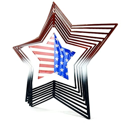 Sweda Hanging Star 3D Wind Spinner, Americana Patriotic Decorations, Great Hanging Decor For Porch, Yard, Garden, Home. #TOP7