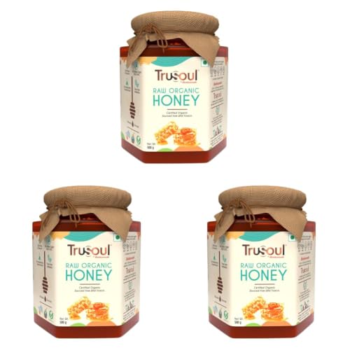 Image of TruSoul By Baidyanath Raw Organic Honey - 500gm | NPOP Organic Certified, Sourced from Himalayas | 100% Raw & Natural | No Added Sugar | Unprocessed, Unpasteurized -(Pack of 3)