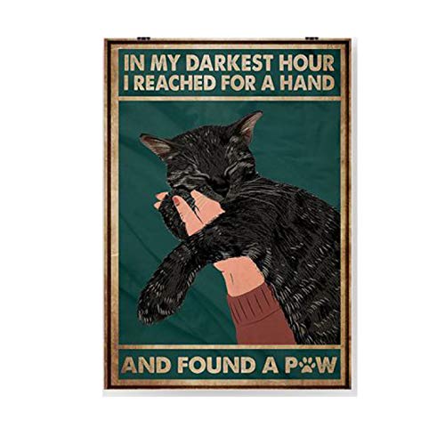 Black Cat in My Darkest Hour I Reached for A Hand and Found A Paw Retro  Metal Tin Sign Vintage Aluminum Sign for Home Coffee Wall Decor 8x12 Inch :  Amazon.com.au: Home