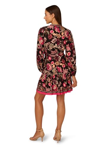Adrianna Papell Women's Printed Short Dress for Casual Occasions with Elegant Flare Design in Size Small 