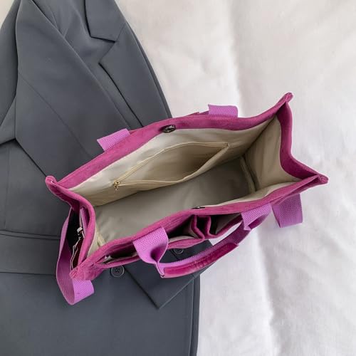 Image of Cherry Tote Bag for Women Canvas Patched Purse Cute Shoulder Bag Multi-Pocket Satchel Handbag for work travel
