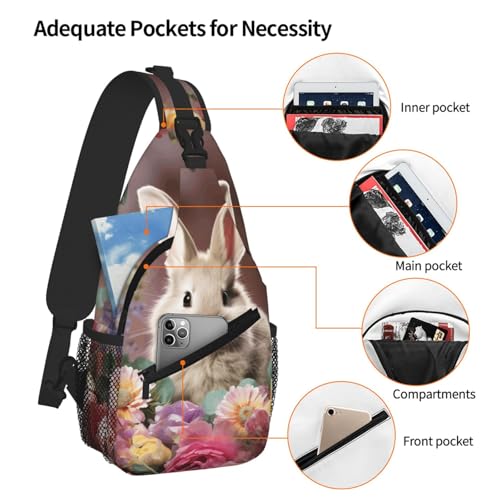 Mochila tipo bandolera para mujeres y hombres, diseño flores de Pascua miniatura 4