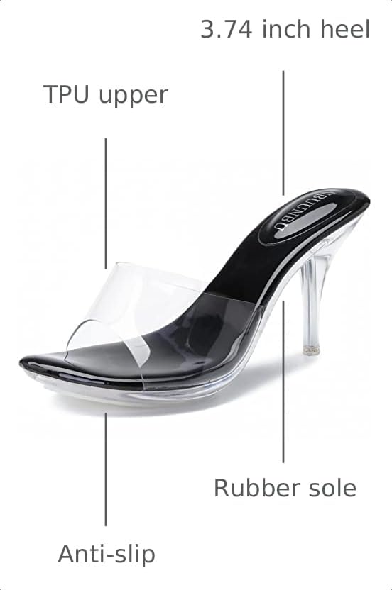 Image of NBUUNBU Silver Clear Heels For Women Dress Shoes Transparent Strap Sexy Stilletos Heels Open Toe High Silver Heeled Sandals Pump Mules