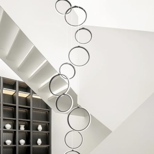 Lustre spirale moderne réglable avec télécommande pour grand éclairage de salon - 5