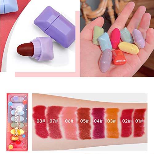 8 Colors Mini Candy Matte Lipstick Set, Waterproof Long Lasting Mini Cute Lipstick, Nonstick Cup Matte Lip Gloss Set for Women Girls - Image 6