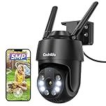 Codnida 5MP Security WiFi Outdoor Camera with 2.4/5Ghz, 360° Pan/Tilt CCTV House Security Camera with Auto Tracking, PIR Human Detection, Color Night Vision, 24/7 Recording, IP66, Works with Alexa