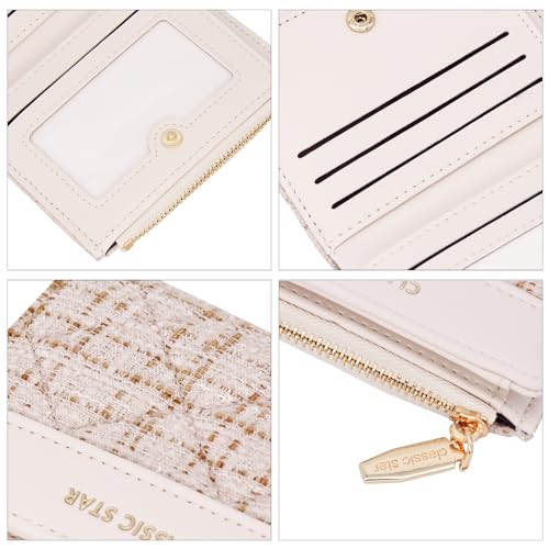 LJCZKA Women Wallets Card Holder, Small Bifold RFID Blocking Purse, Cute Short Pocket Wallet for Women, Girls, Ladies (White)3