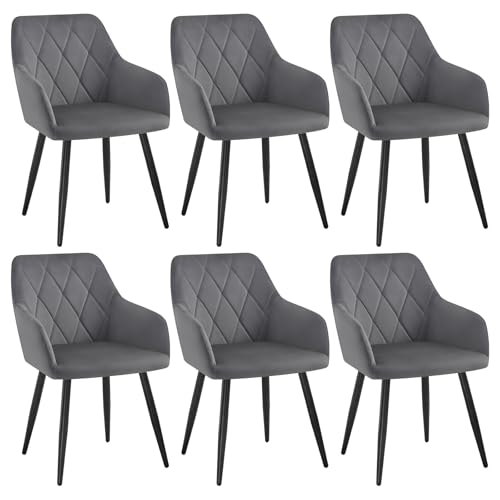 WOLTU 6er Set Esszimmerstühle mit Armlehne Rückenlehne, für Esszimmer Wohnzimmer Küche, Bequeme...