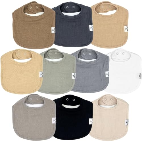 Image of DiaperSquad's Baby Bibs for Drooling and Teething, Bibs for Boys, Baby Girl - Solid Cotton Baby Drool Bibs