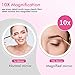 MGLIMZ 10X Magnifying Makeup Mirror with Lights, LED Lighted Vanity Mirror with Strong Suction Cup, 360°Rotation Magnification Shaving Mirror for Home Tabletop Bathroom