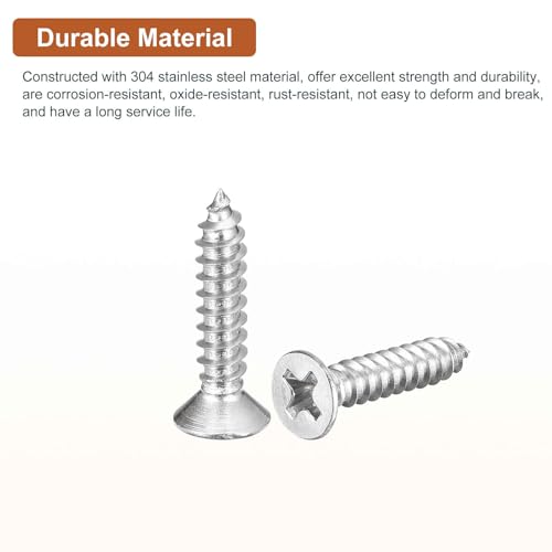 Image of DTGN 100Pcs 7 inch x3 /4 inch Flat Head Wood Screws, Self Tapping Screws Silver