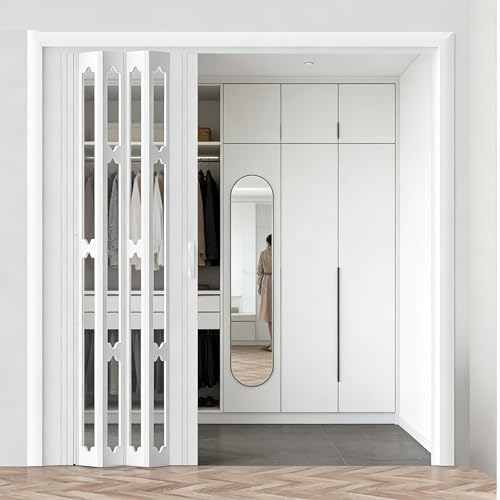 Pounjsd falttüren schiebetür, Innenfalttüren als Raumteiler, Tragbare Innenschiebetür, Moderner Stil Raumspartür Schiebetür Faltwand, Faltbare Trennwand In Sondergröße für Duschkabine, Badezimmer