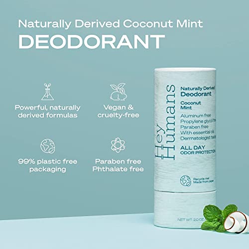 Hey Humans Natural Deodorant Variety Pack (1 Coconut Mint, 1 Rosewater Ginger, 1 Banana Aloe) 2 Oz Variety Pack #TOP1