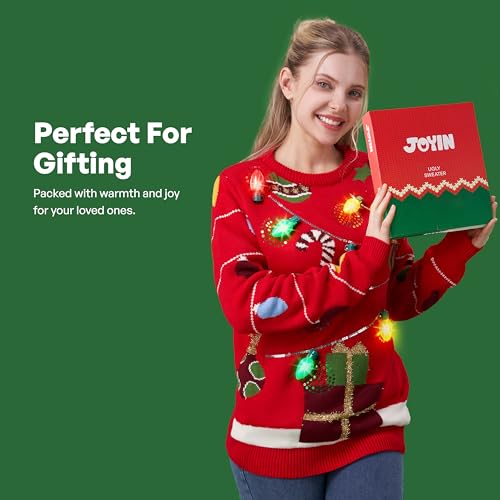 JOYIN Matching Light-Up Christmas Lights Sweater for Couples - Image 6