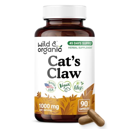 Wild & Organic Cat's Claw Capsules 1000 mg - Immune Support - 90 Count