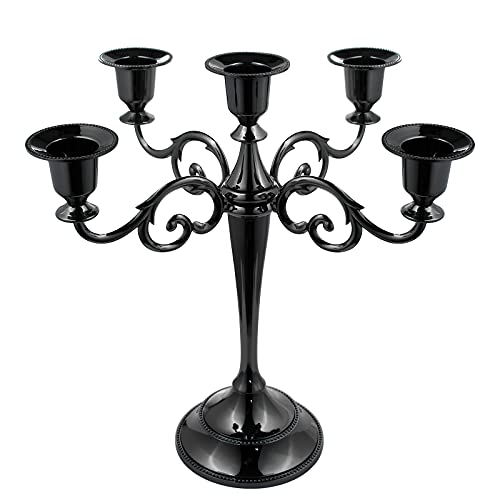 Fanwnki 5-Candle Metal Candelabra 10.2 Inch Tall Candlestick Candle Holders For Home Decor Wedding Christmas Church Halloween Party cover