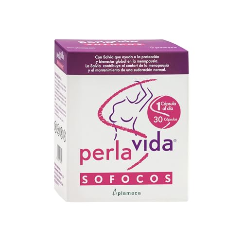PLAMECA Perlavida Sofocos Menopausia, Isoflavonas, Salvia, Soja, Vitamina E, Pasiflora y Cola de Caballo, 30 Cápsulas