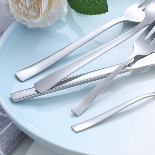 BEWOS Besteckset für 6 Personen, Silber 30-teiliges Besteckset aus Edelstahl, inklusive Messer, Gabeln und Löffel… – Ansicht 4