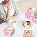 MOLDTAS 20pcs Cookie Boxes 4x4x2.5 Inches Pink Bakery Boxes with Windows Treat Boxes for Chocolate Strawberries Muffins Pastry Cupcakes Donuts Dessert and Party Favor (Square)