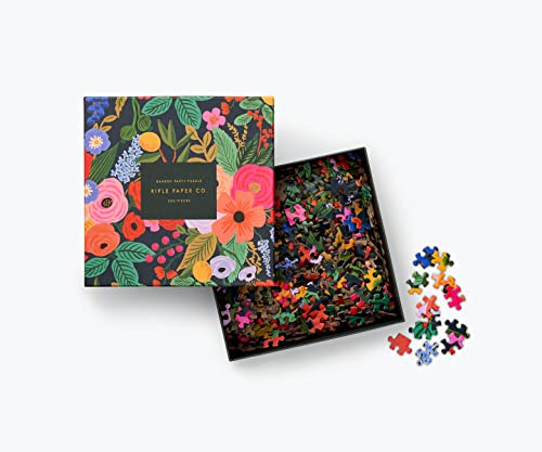 Rifle Paper Co. Garden Party Illustrated Jigsaw Puzzle, 500 Pieces, Full Color, Finished Puzzle Size 21" L X 15" W, Paper Wrapped Gift Box With Gold Foil Accents #TOP2