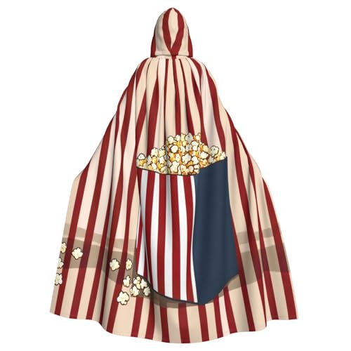 Cape à capuche imprimé popcorn style Renaissance unisexe pour Halloween et cosplay