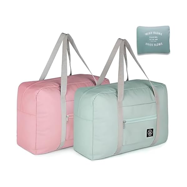LA-LUSH-Pack-of-2-Foldable-Travel-Bag-Waterproof-Lightweight-Carry-on-Duffle-Bags-Fixed-on-the-Trolley-Case-for-Overnight-Holiday-Shopping-Weekends-Outing-Gym LA LUSH Pack of 2 - Foldable Travel Bag, Waterproof & Lightweight Carry-on Duffle Bags, Fixed on the Trolley Case for Overnight, Holiday, Shopping, Weekends, Outing, Gym
