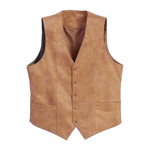 Men's V-Neck Suit Vest Button-up Western Cowboy Suit Vest Slim Fit Faux...