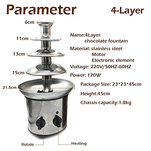 Nomal Electric Chocolate Fountain Waterfull Chocolate Melting Machine Chocolate Mixer Blender Stainless Steel Chocolate Fondue Creative Design Chocolate With Heating Fondue Machine Diy Waterfall For Party thumb #4