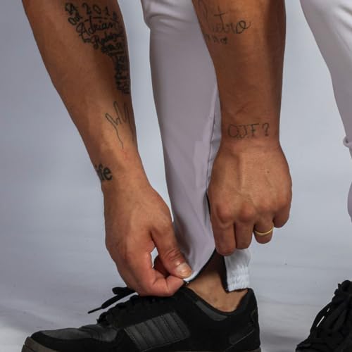 Calça Jogger Masculina Esportiva de Tactel, Tamanho G, Com Bolsos Com Zíper (G veste 42-44, Branco)