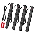 4Pack Metal 8 Outlet Mountable Power Strip, Wall Mount Outlet Heavy Duty, Wide Spaced Commercial Shop Power Strip with Switch, 6 FT Power Cord.