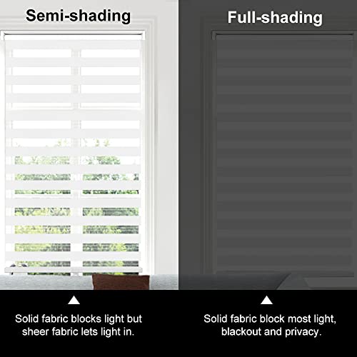 Kokorona Cordless Zebra Blinds Window Shades, Day and Night Shades for Light Control, Dual Layer Light Filtering Sheer Blinds Blackout Window Treatments, White, 29" W x 72" H (73.7 W x H 183 cm) by Kokorona - Image 5