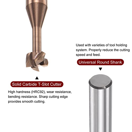 Image of HARFINGTON T Slot End Mill Milling Cutter 6mm Cutting 3mm Depth 6mm Shank Solid Carbide Titanium Coated 4 Flutes for Stainless Steel Alloy