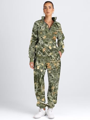 Image of AUTOMET Women's Sweatsuits 2 Piece Outfits Lounge Sets | Cozy Airport Outfits,Casual Sweat Sets for Fall and Winter,Half Zip Pullover and Baggy Sweatpants with Pockets