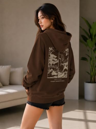 Image of Women's Oversized Hoodie Sweatshirt | Graphic Back Print Hooded Pullover | Long Sleeve Fleece Hoodie with Kangaroo Pocket | Casual Winter Wear