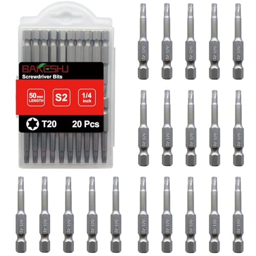 BAKESHU T20 bits 20pcs, Torx Bit T20 1/4" hexagonal (longitud: 50 mm)