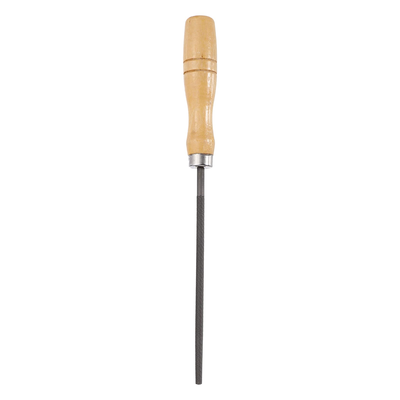 sourcing map 6" Round Coarse Cut File Double Cut Teeth Coarse Metal File High Carbon Steel T12 with Wood Handle for Metal Wood Finishing Roughing, Grey/Yellow