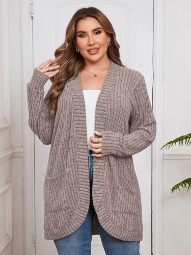 Image of BELAROI Women Plus Size Cardigan Sweater Fall Outfit