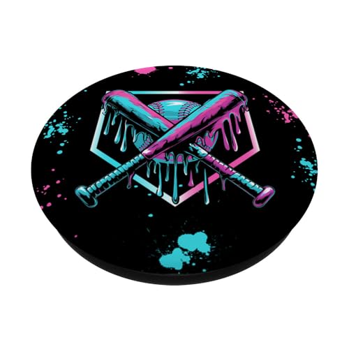 Baseball Ice Cream Drip With Sprinkles Home Plate Youth Boys PopSockets Adhesive PopGrip
