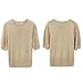Womens Short Sleeve Sweaters Crewneck Knit Pullover Tops 2025 Summer Casual Lightweight Crochet Blouse Shirt Khaki