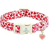 Lionheart glory Valentine Collar, Red Hearts Dog Collar for Small Cute Dog Collars Spring Female Pet Gift Adjustable Heavy-Duty Holiday Dog Collar Plastic Buckle