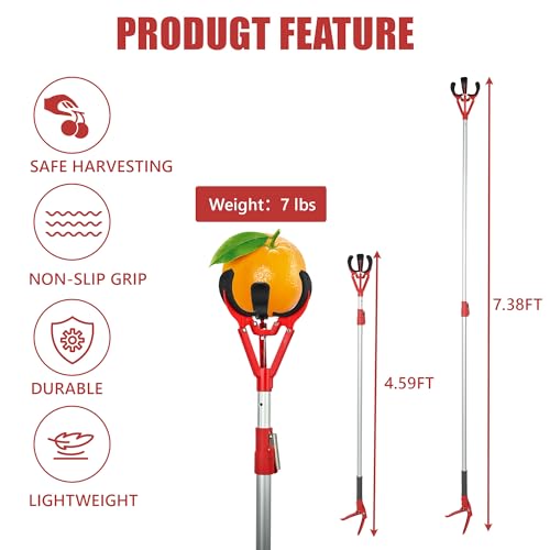 Pértiga telescópica para recoger fruta ajustable 54-88 pulg miniatura 6