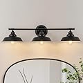 GoYeel Bathroom Vanity Light Fixtures Over Mirror? Matte Black Vanity Wall Sconce Lighting 3 Lights Rustic Farmhouse Vanity Light Industrial Indoor Wall Light Fixture for Bathroom Dressing Table