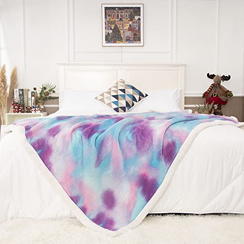 Gealaek Sherpa Throw Blanket Rainbow Blanket For Girls Fuzzy Soft Warm Cozy Reversible Microfiber Throw For Couch Sofa Bed Office Camping 50"X60" #TOP1
