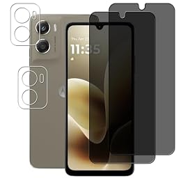 HKKAIS [2-2 Pack Privacy Screen Protector Designed For MOTO G06 POWER Anti Spy Private Tempered Glass Film 2-Pack Camera Lens Protector Film 2-Pack