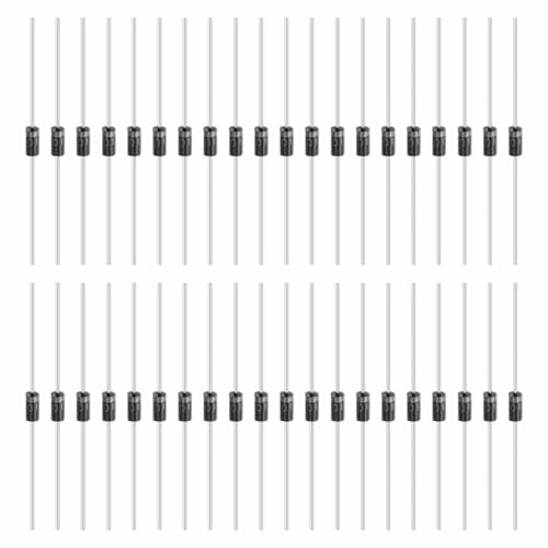 MECCANIXITY 100 Pcs 1N4001 Rectifier Diode, 1A 50V DO-41 Electronic Silicon Diodes for Charger Industrial Power Adapter Supply Inverter Switching Power Supply